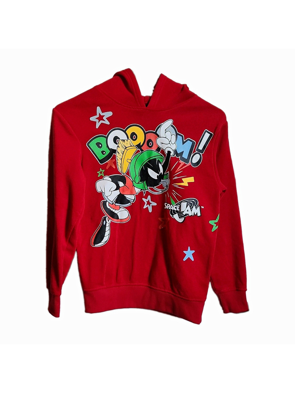 Space Jam Marvin the Martian Red Pullover Hoodie Youth S Cotton Blend Fleece